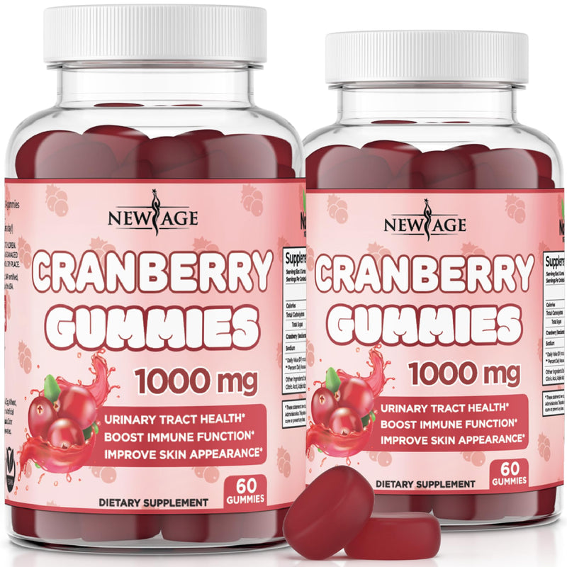 NEW AGE Cranberry Gummies Urinary Tract Health Gummies 1000mg - Supports Bladder, Kidney, UTI - Vegetarian (Cranberry 120 Count) 2 - BeesActive Australia