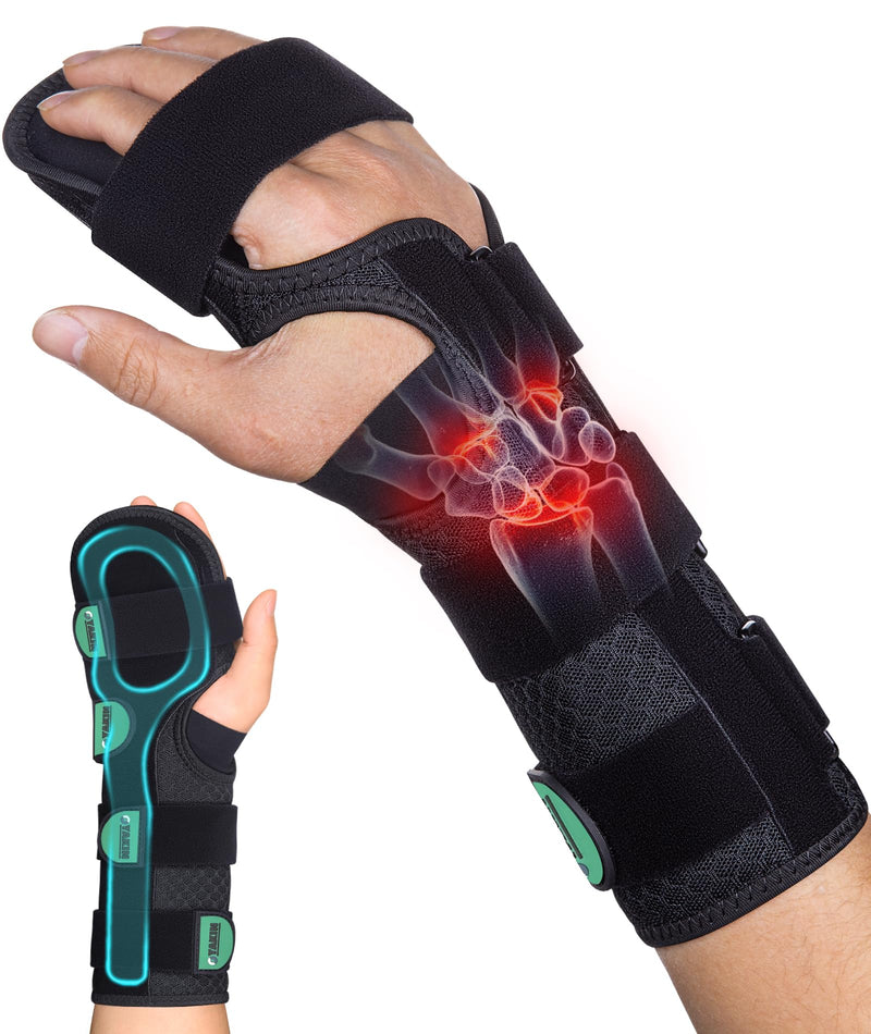 Oyakin Resting Hand Splint for Stroke Recovery & Carpal Tunnel Relief - Night Immobilizer with Removable Splints, Arthritis & Tendonitis - Adjustable Wrist Support Brace Right Hand for Men & Women One Size Black-Right Hand