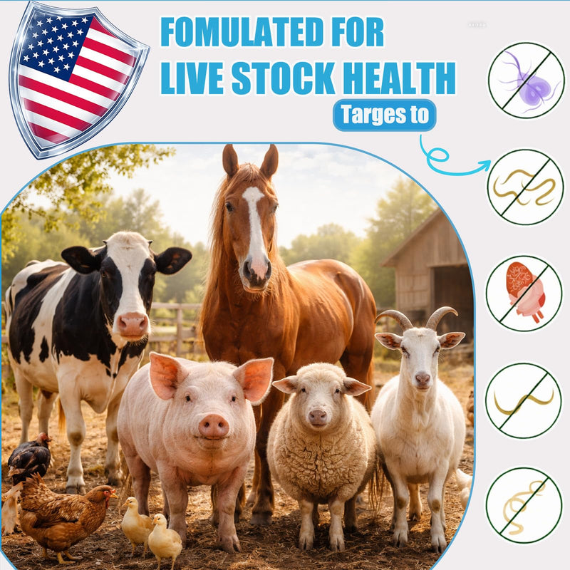 Fenbendazole-Based Digestive Care for Horses,Goats and Poultry, Intestinal Support Formula for Routine Animal Wellness,120 mL (4.2 fl oz)