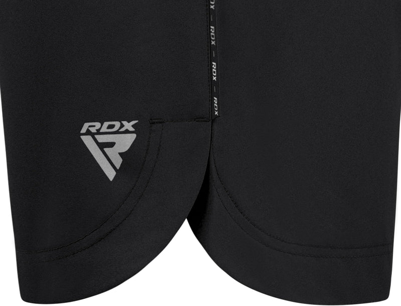 RDX MMA Shorts for Training & Kickboxing – Fighting Shorts for Martial Arts, Cage Fight, Muay Thai, BJJ, Boxing, Grappling Large Black