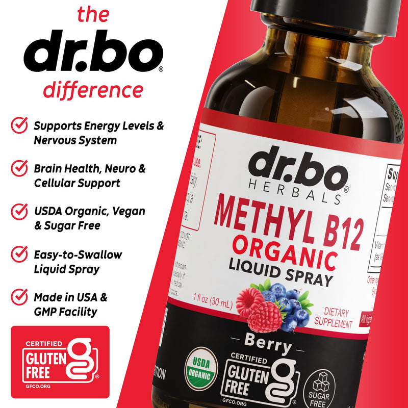 Vitamin B12 Liquid Spray Drops - Organic Liquid B12 Vitamins for Women, Men, Kids & Energy, Vegan Sublingual Methyl B 12 Spray Supplement - Organic Pure Methylcobalamin Vit B 12 Drops Vitamins 1 Fl Oz
