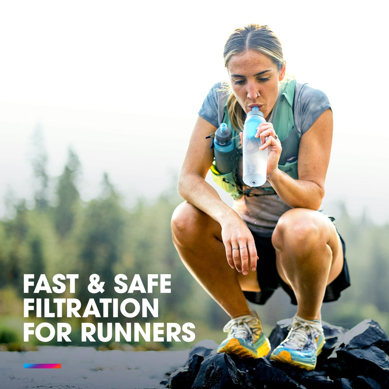HydraPak UltraFlask+ 500ml - Filtered, Compressible Soft Flask Water Bottle for Hydration Vests and Running Packs with Integrated Water Filter (500ml / 17oz) - BeesActive Australia