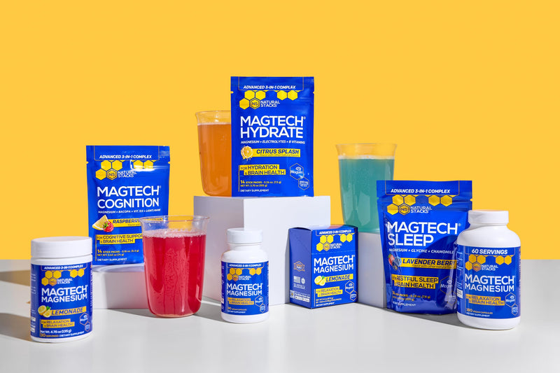 MagTech Magnesium Cognition Powder with Lions Mane Mushroom, 14 Servings | Sugar Free Focus Supplement for Adults - Magtein L-Threonate, Glycinate & Taurate Magnesium Complex - Natural Stacks Cognition (Raspberry Lemonade)