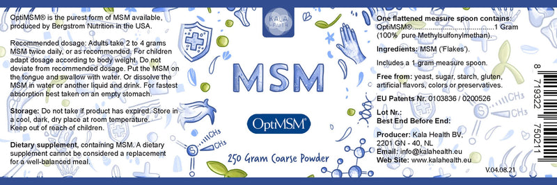 Procapsin OptiMSM ‚Äì Pure Methylsulfonylmethane MSM Supplement Powder ‚Äì Organic, Gluten Free, Non-GMO ‚Äì Opti MSM Sulfur Crystals/Powder for Kids and Adults (250Grams)