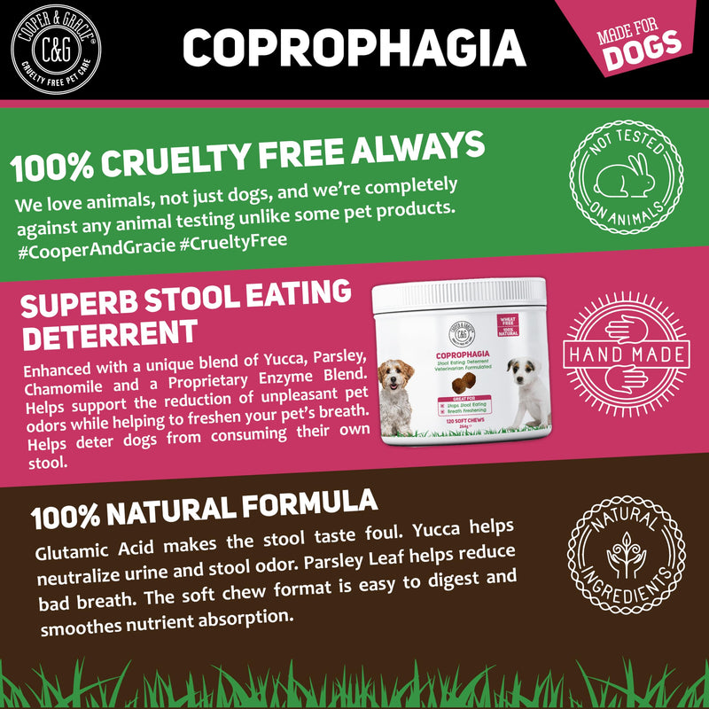 C&G Pets Natural Coprophagia Deterrent Soft Chews | Stool Eating Deterrent | Stool Tastes Foul | Help Neutralize Urine | Reduces Bad Breath | Veterinarian Formulated… (120 Chews) 120 Chews