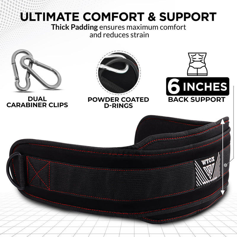 WYOX Dip Belt for Weightlifting – Weight Belt with Chain for Pullups, Gym Lifting Belt for Powerlifting, Squats, Bodybuilding, Heavy Duty Steel, and Workout Belt with Comfortable Neoprene Support Black