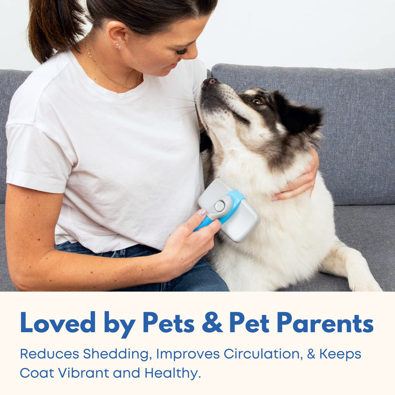 Self Cleaning Slicker Brush for Dogs and Cats - Hair Brush for Medium to Long-haired Pets - Effective, Comfortable, and Easy to Clean - White and Blue 1 Count (Pack of 1) - BeesActive Australia