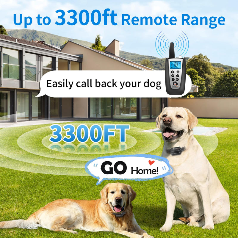 PaiPaitek 2 in 1 Dog Bark Collar and Training Collar - Smart Bark and Shock Collar Combo, Automatic Bark Collar for Large Dog with Remote 3300ft Range & Waterproof PD526-1-TIO-Black - BeesActive Australia