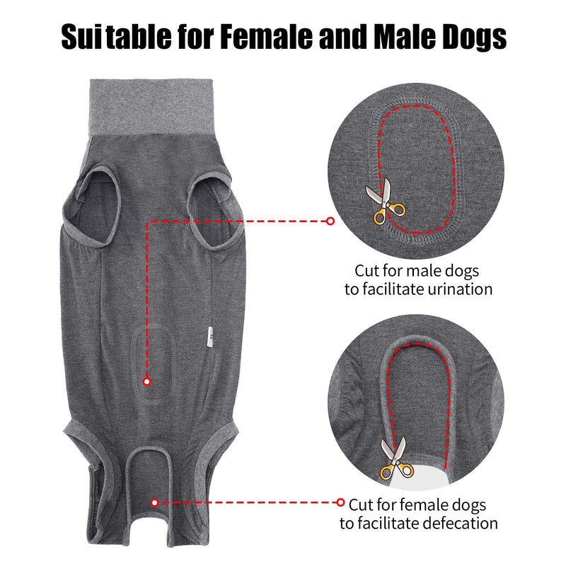 HEYWEAN Dog Bodysuit After Surgery Body Dog Castration Bitch Dog Surgery Body Male Castration Body Dogs After Surgery Suit Dog Surgical Body Dog Medical Body for Dogs Castration Body Wound Protection Suit Dog M Grey - BeesActive Australia