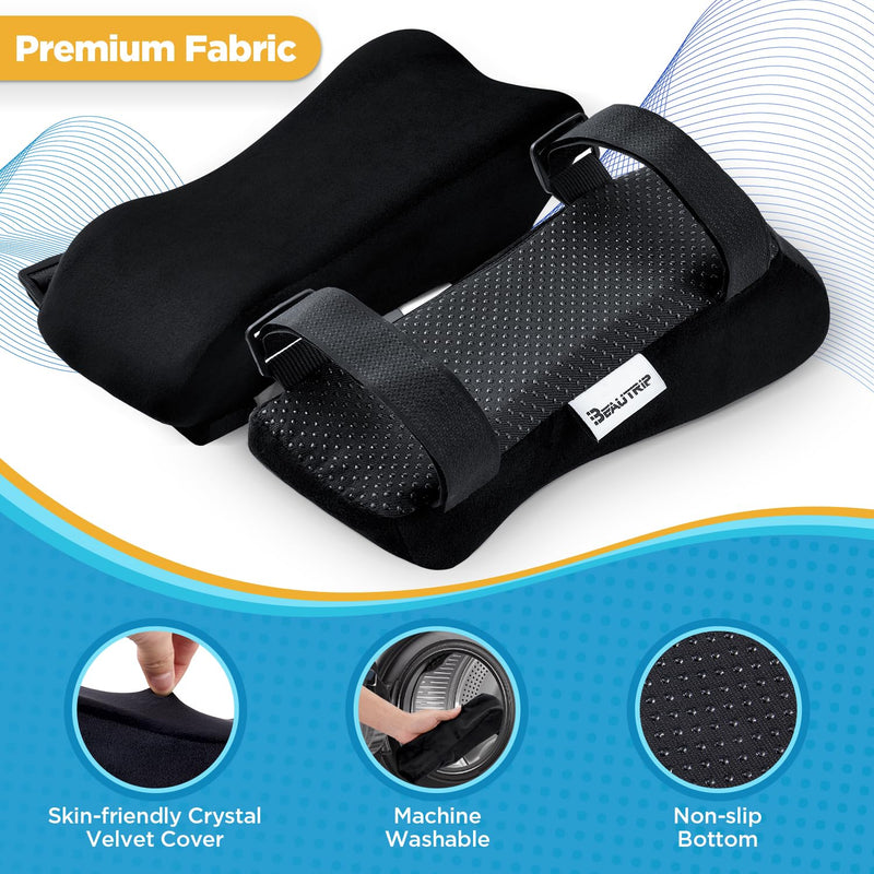 BEAUTRIP Ergonomic Armrest Pads- Office Chair Arm Rest Cover Pillow - Elbow Support Cushion for Computer, Gaming and Desk Chairs (Set of 2) Black With Gel_velvet