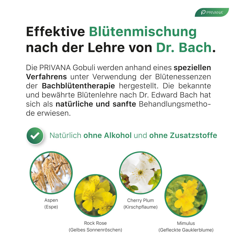 Privana Bach flower globules for dogs - fear & panic (No. 2) 10g - 100% natural & purely plant-based - flower mixture for calming & inner peace - BeesActive Australia