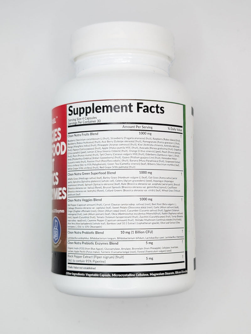 Clean Nutraceuticals Fruits and Veggies Supplement Reds & Green Superfood - Balance of Over 70 Fruit & Vegetable Supplements Capsules with Probiotics Prebiotics Digestive Enzymes - 120 Ct USA 1 - BeesActive Australia