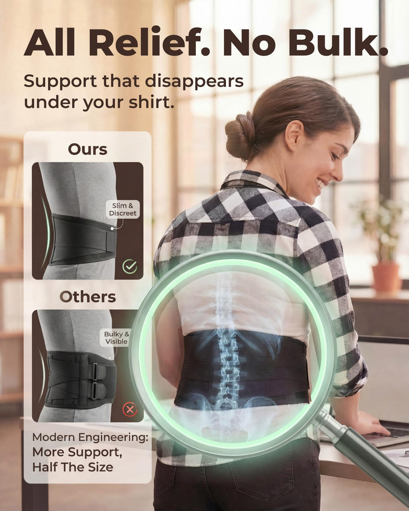 Sparthos Back Brace for Lower Back Pain - Immediate Relief from Sciatica, Herniated Disc, Scoliosis - Breathable Design With Lumbar Support Pad - For Home & Lifting At Work, For Men & Women - Medium Black Medium (Pack of 1)