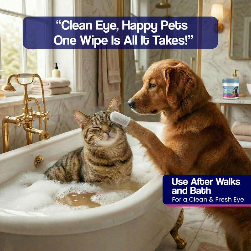 Pet Eye Cleansing Finger Wipes - Zero Irritation Formula Dog Eye Wipes, Eye Wipes for Dogs, Dog Eye Wipes Tear Stain Remover, Cat Eye Wipes, Dog Eye Wipes for Discharge & Crust