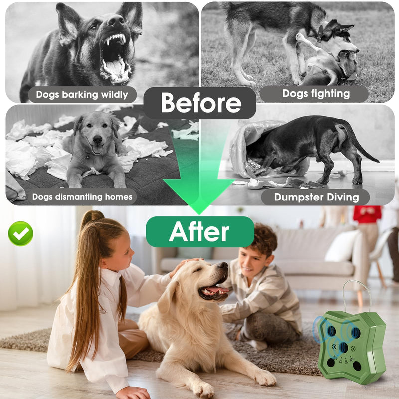 Anti Barking Device for Dogs: Ultrasonic Dog Bark Deterrent Devices with 3 Training Modes 50 FT | Dog Barking Silencer Bark Box for Indoor Outdoor | Stop Barking Control Device for Dogs (Green)