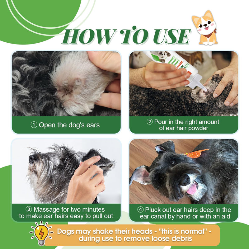 Dog Ear Powder Set, Dog Ear Powder for Hair Removal 30g , 5.5 Inch Hemostat and Dog Clippers for Grooming, Dog Ear Infection Treatment ，Removing Earwax and Odour，Relief of Itching（greener 3pcs) greener - BeesActive Australia