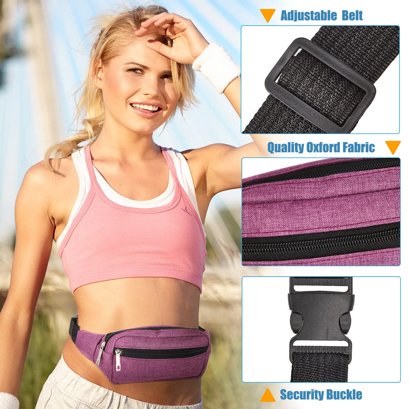 9 Pieces Neon Fanny Pack Bulk 80s 90s Sport Lightweight Belt Bag Adjustable Exercise Running Waist Bag with Adjustable Belt and 2 Zippers for Travel Women Men Running Sports Phone Vivid Style