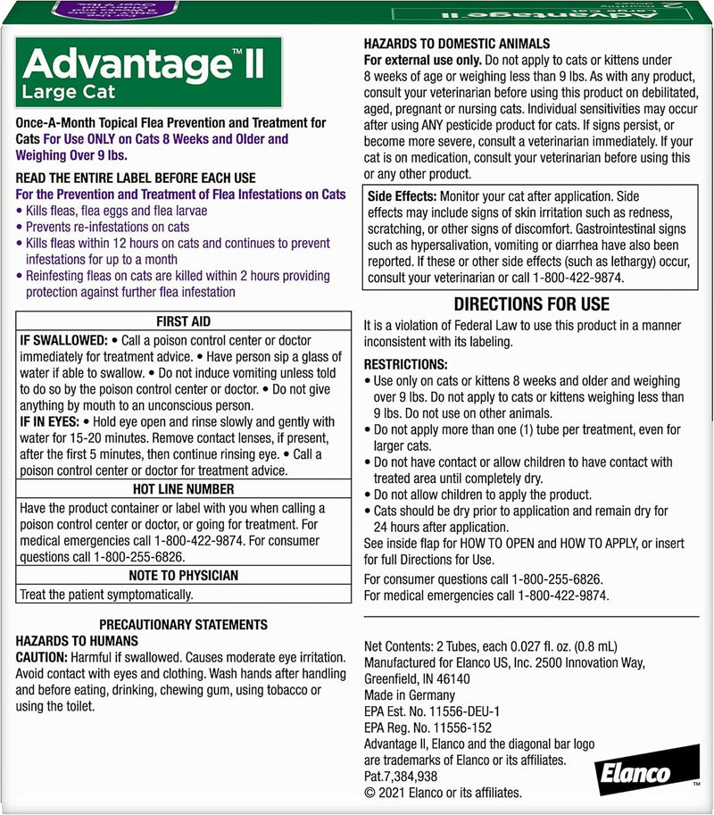 Bundle of Advantage II Vet-Recommended Flea Treatment & Prevention | Cats Over 9 lbs. + Advantage Household Spot & Crevice Spray 24 oz. Large Cat + Yard Spray