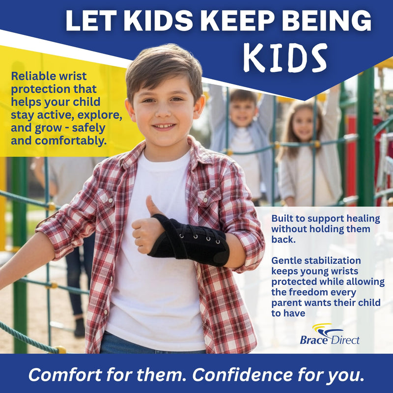 Brace Direct Kids Lace-Up Wrist Brace for Sprains Strains Carpal Tunnel De Quervain's - Pediatric Support Splint for Youth Injury Recovery - Ages 18M-7Y - LEFT WRIST (Circumference 4-5.5")