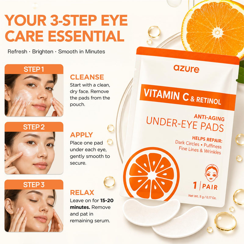 Vitamin C Under Eye Patches with Retinol, Brightens Dark Circles, 5 Pairs Vitamin C & Retinol (5 Pairs)
