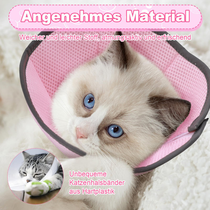 Lvefyti Cat Neck Collar, Foldable Protective Cat Collar, Adjustable Soft Cat Collar Cone, Recovery Collar for Cats Small Dogs After Surgery and Injuries (Pink M) Pink - BeesActive Australia