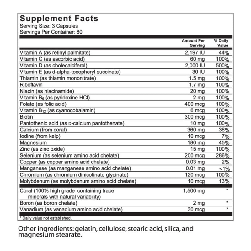 240 Capsules - Coral Calcium 1500mg | Calcium, Magnesium, Vitamin D3 & 72 Trace Minerals - Bone Health - Developed by Bob Barefoot 240 Count (Pack of 1)