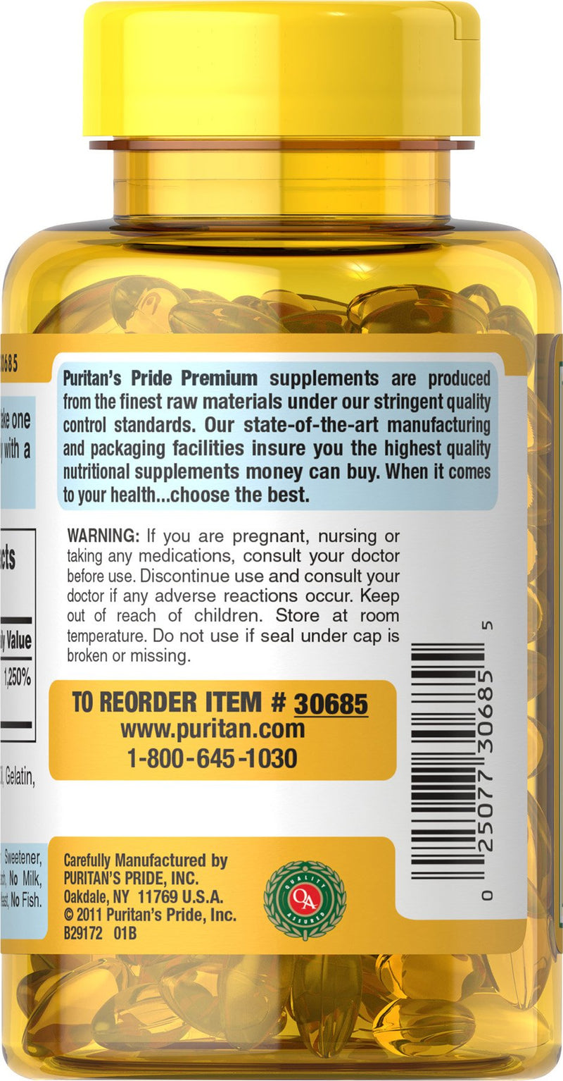 Puritan's Pride Vitamin D3 5,000 IU Bolsters Immunity for Immune System Support and Healthy Bones and Teeth Softgels, Packaging May Vary, Unflavored, 200 Count 200 Count (Pack of 1) - BeesActive Australia