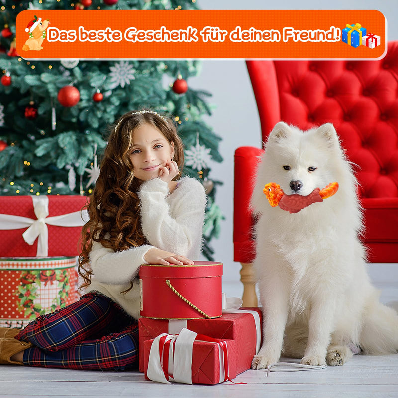 WinTour Tough Dog Toys for Aggressive Chewers, Durable and Indestructible Dog Toys to Keep Them Busy, Turkey Squeaky Chew Toys for Medium and Large Dogs, Orange - BeesActive Australia