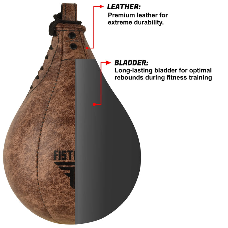 Speed Ball Boxing Bag Leather MMA Muay Thai Training Punching Dodge Striking Kit with Free Hanging Swivel Workout Speedball Kicking Platform Equipment (Black) - BeesActive Australia