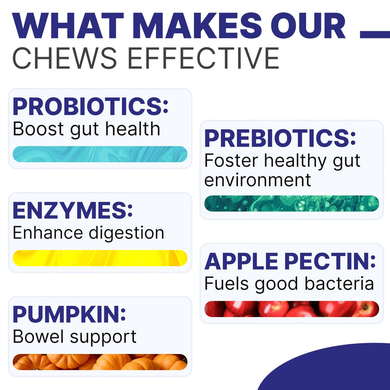 Probiotic, Enzyme, Prebiotic, Dog Chews for Digestive Support - Helps with Stool Consistency, Gas, Constipation, Diarrhea - 120 Chews - Roasted Turkey - BeesActive Australia