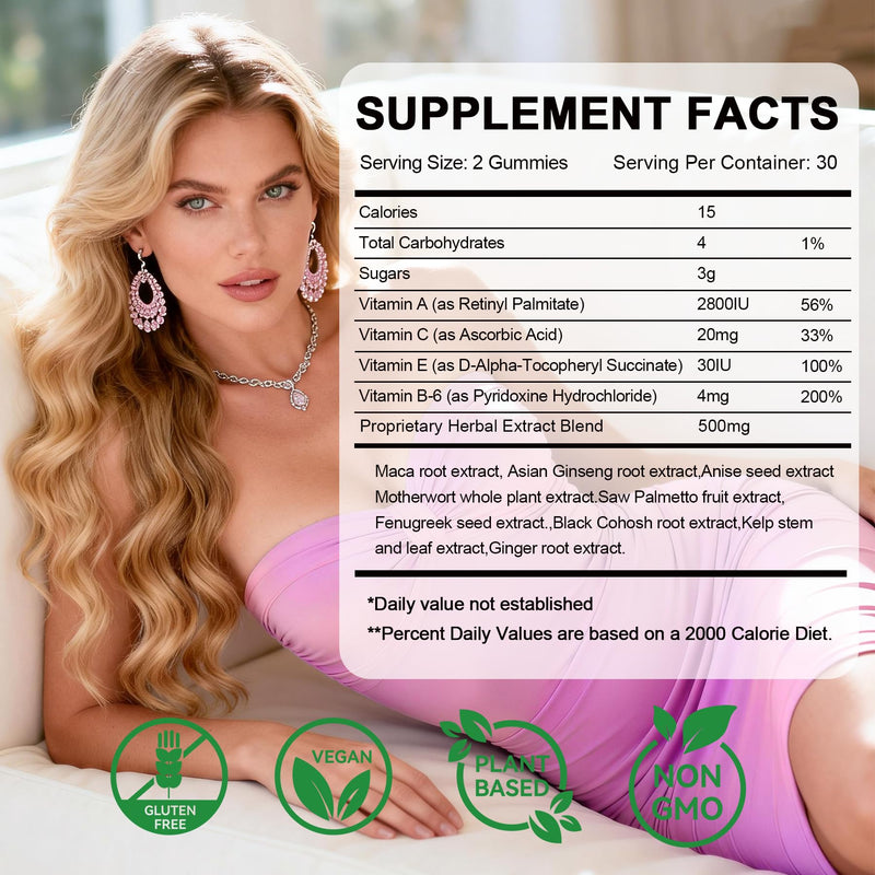 Libidoo Support for Women with Maca Root, Daily Wellness Formula for Confidence, Vitality & Emotional Balance, Intimacy Vitamins & Daily Sensual Wellness,60 Gummies