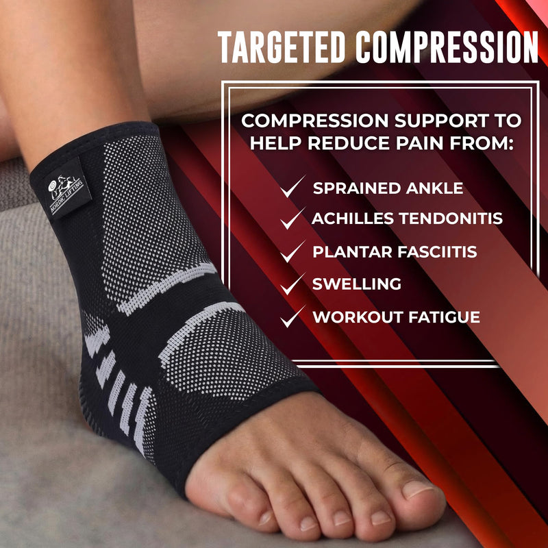 Nordic Lifting Ankle Brace Compression Sleeves (1 Pair) - Professional Support for Men Women Sprained Ankle Achilles Tendonitis Recovery & Prevention - Adjustable Fit with 1 Year Warranty Medium