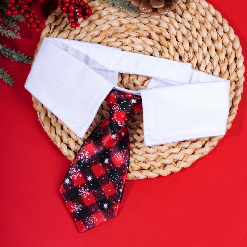 Christmas Dog Neck Tie Adjustable Christmas Dog Necktie Red Plaid Christmas Tie Red+black Medium - BeesActive Australia