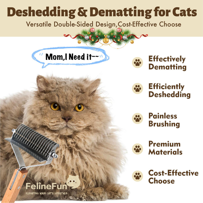 Cat Brush for Dematting & Deshedding, 2 in 1 Undercoat Rake, Efficiently Remove Loose Hair & Matted Fur, Professional Shedding Comb for Indoor Cats & Long Haired Cats - BeesActive Australia
