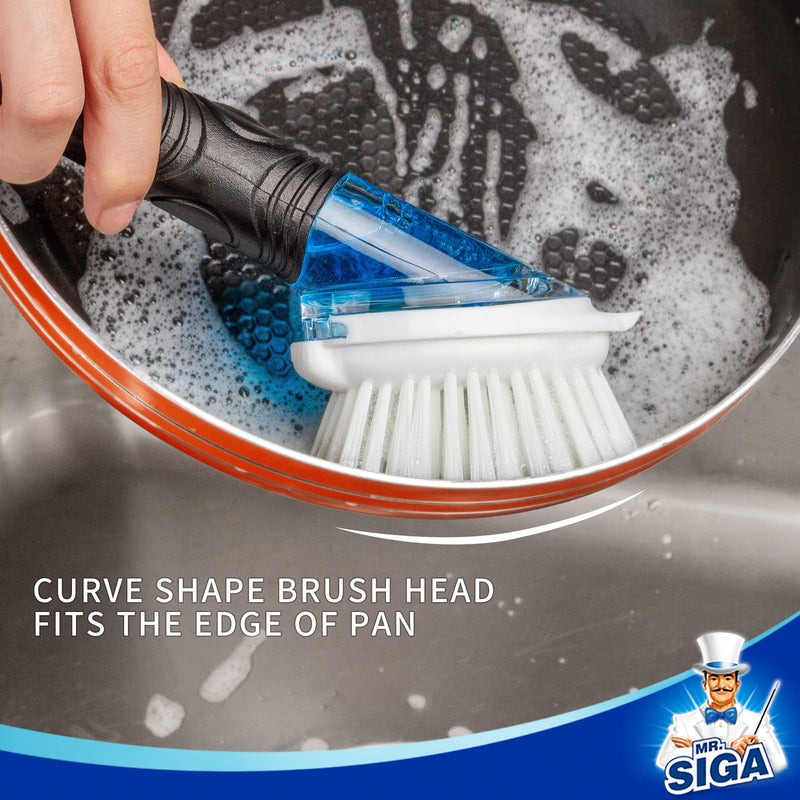 MR.SIGA Soap Dispensing Dish Brush Storage Set, Kitchen Brush with Holder for Pot Pan Sink Cleaning Black - BeesActive Australia