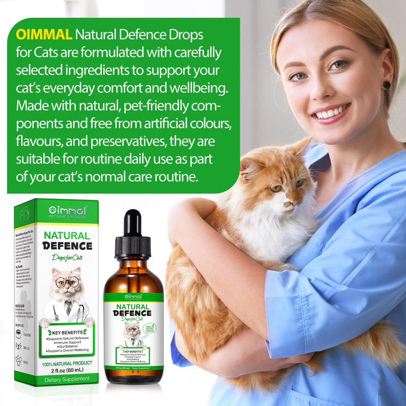 2Pack Natural Defence Drops for Cats, Cat Immune Support Drops, Cat Antibiotics for Infections - Supports Immune & Allergy Itch Relief, Suitable for All Breeds, Bacon Flavor