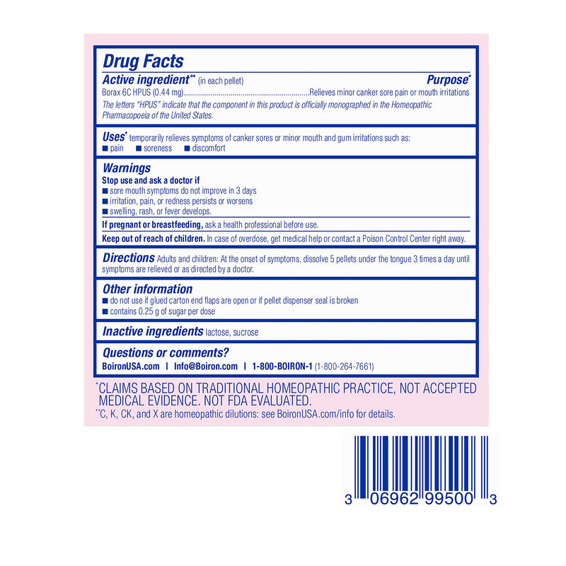 Boiron Borax 6C Homeopathic Medicine for Canker Sore Relief, Pain, Soreness, or Discomfort - 3 Count (240 Pellets) - BeesActive Australia