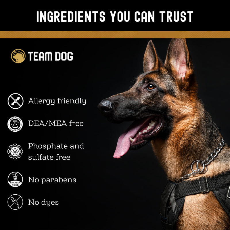 TEAM DOG 5 in 1 Oatmeal Shampoo for Dogs | Moisturizing, Detangling & Deodorizing Dog Shampoo and Conditioner | for Allergies & Sensitive Skin | No MEA/DEA, Phosphate, Sulfates, Parabens | 16 Fl Oz - PawsPlanet Australia