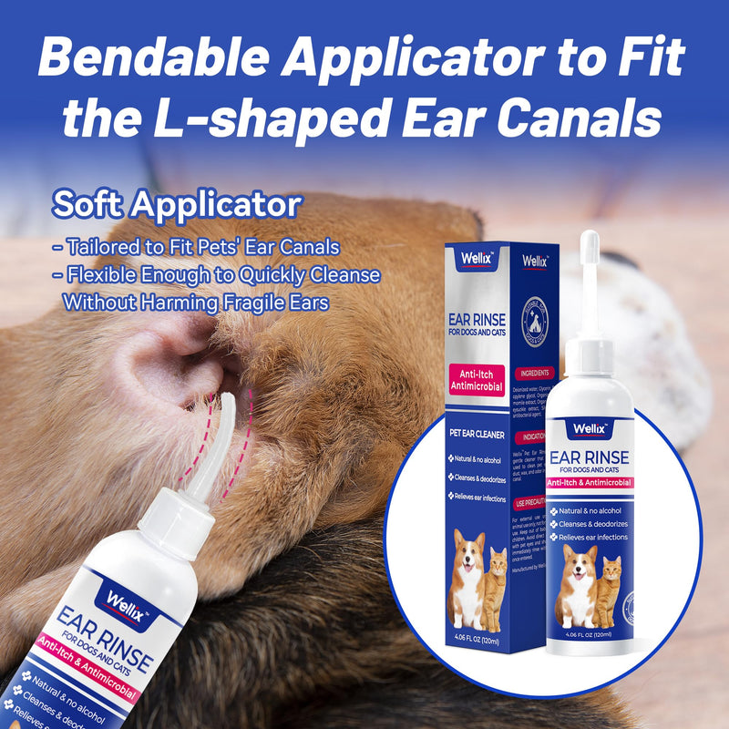 120ml Ear Cleaner for Dog & Cat - Ear Infection Treatment Without Irritation - Dog Ear Wash for Itch Relief & Soothing Inflammation - Ear Wax, Powder and Odor Removal Drops 1 - PawsPlanet Australia