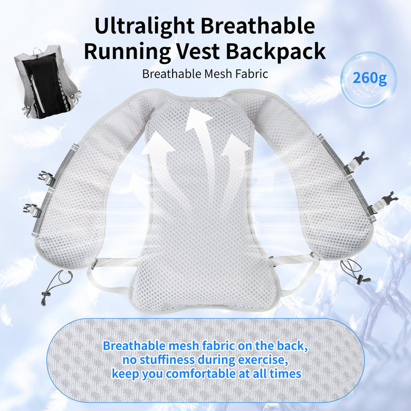 Hydration Running Vest for Women Men,Lightweight Breathable Reflective Hydration Pack with 500ml Water Bottle,Hydration Vest Pack Backpack for Hiking,Camping,Trail Running,Cycling,Race,Marathon 673RV-Black