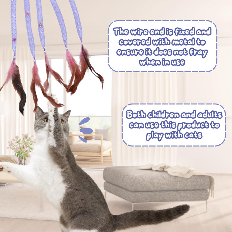 Interactive Cat Toys with 5 Feathered Ropes (2 PCS), Indoor Automatic Cat Toy for Cat, Promoting Exercise and Stress Reduction as Fun Cat Chase Toy. - BeesActive Australia