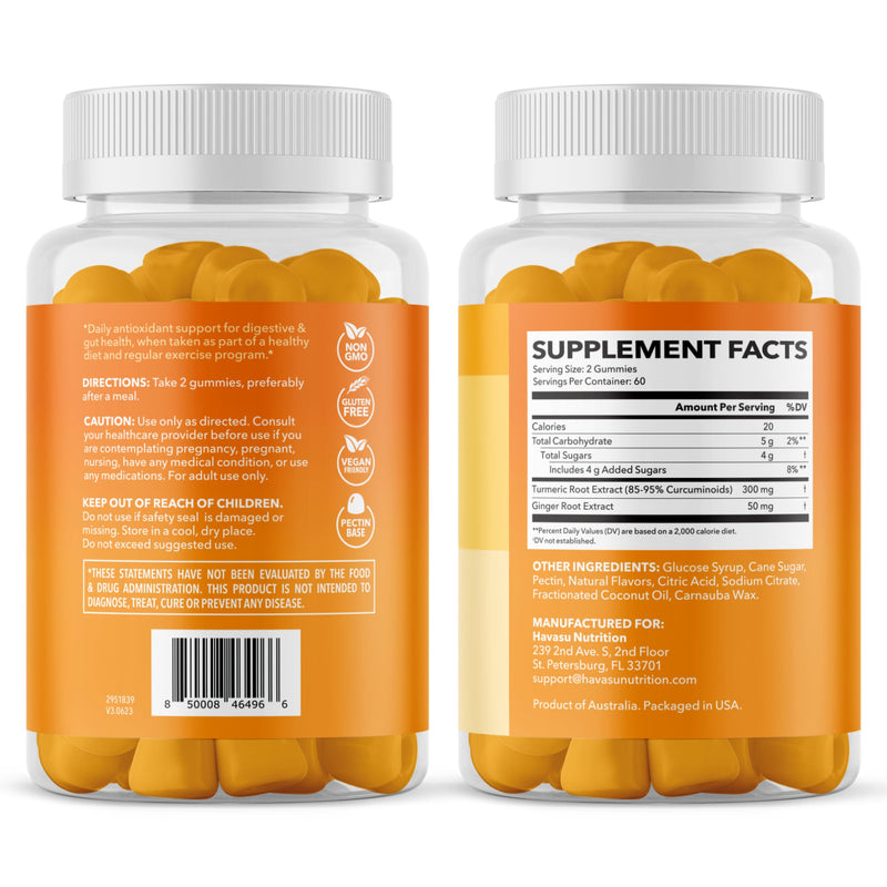 Turmeric Gummies, Peach, 120ct, Digestive & Immune Support for Wellness | Turmeric Gummies with Ginger Root Extract, Digestive Health & Immune Support for Overall Wellness, 2 Month Supply 120 Count (Pack of 1)