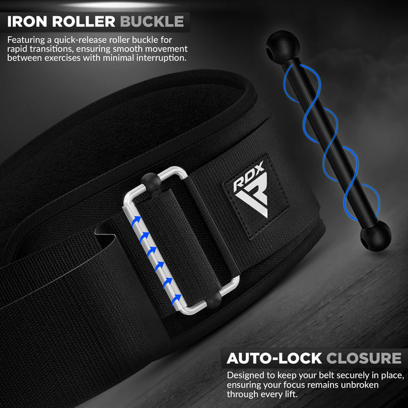 RDX Weight Lifting Belt AUTO LOCK, 6.5” Padded Back Support, Men Women Gym Fitness Strength Training, Bodybuilding Powerlifting Weightlifting Workout, Deadlift Squat, Pro Exercise Equipment Black L