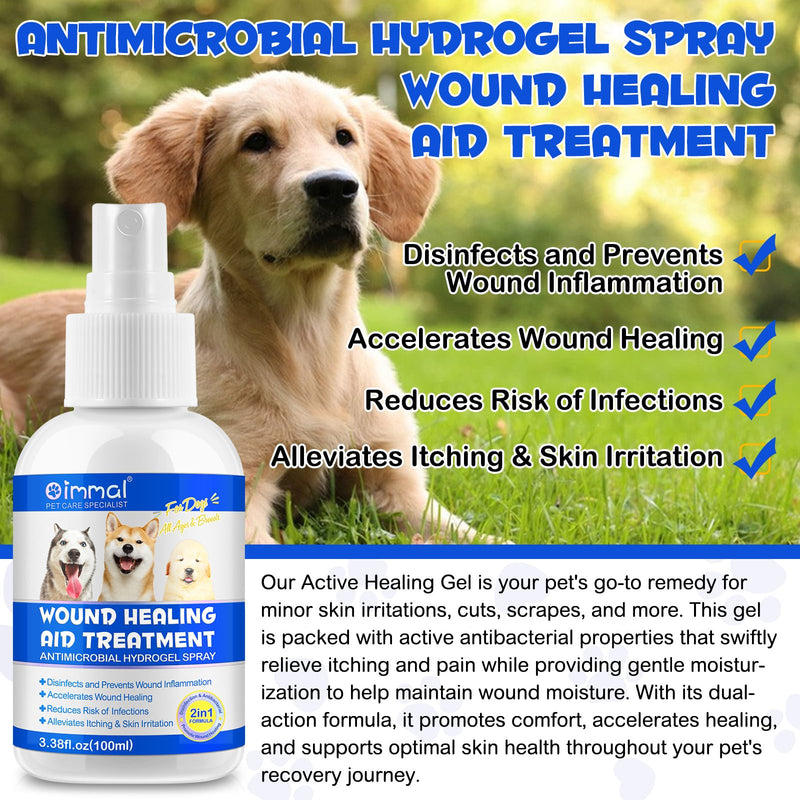 Pet Wound Healing Spray| Dogs, Cats, Horses, Skin Aid Spray for Cats and Dogs | First Aid Spray for Wound Care | Healing on Cuts, Hot Spot, Burns, Skin Irritation, for Relief & Treatment |100m - BeesActive Australia