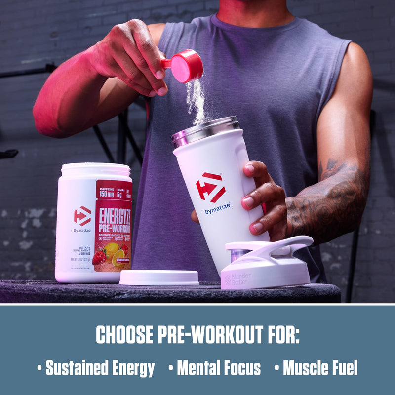 Dymatize Energyze Pre Workout Powder for Men and Women, Strawberry Lemonade Flavor, 150mg Caffeine, 5g BCAAs, Performance Blend of L-Theanine, L-Tyrosine, L-Citrulline, No Sugar, 30 Servings 14.1 Ounce (Pack of 1) - BeesActive Australia