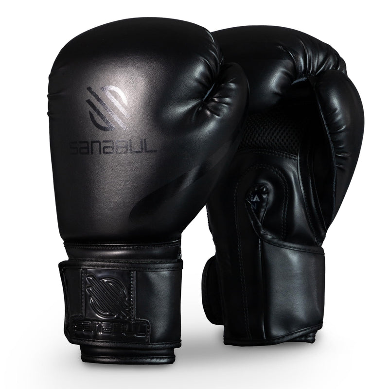 Sanabul Essential Gel Boxing Gloves for Men & Women, Kickboxing MMA, Muay Thai Gloves and Heavy Bag Training Punching & Sparring AllBlack 10 oz