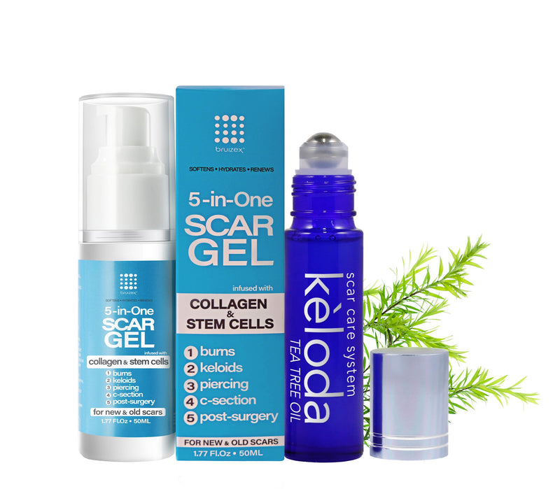 BRUIZEX Scar Cream Bundle with Scar Gel and Scar Oil for Scar Removal, Scar Treatment for Surgical Scars, Keloid Treatment, Acne Scars, Stretch Marks, Burns, C-Section Scars, Improve Skin Appearance - BeesActive Australia