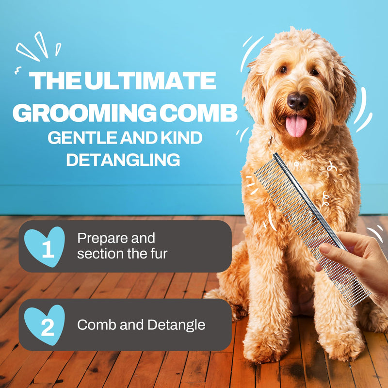 The Doodle Brush - dog comb, pet comb for Goldendoodles, Labradoodles & dogs with medium & long hair, dog comb poodle, metal comb, metal comb dog, dog comb long hair, metal grooming comb - BeesActive Australia