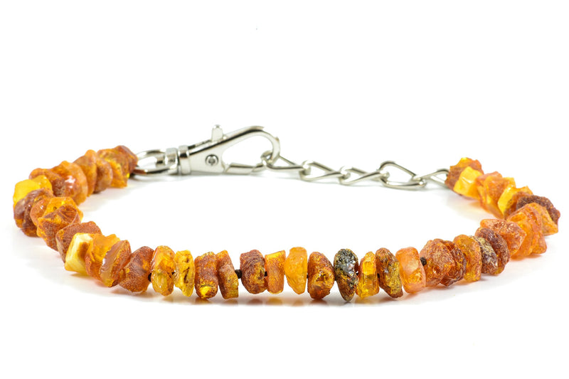 Amber necklace for dogs and cats with leather clasp made of raw Baltic amber (25-30) 25-30 - BeesActive Australia