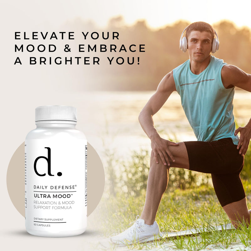 Mood Support Supplement - Ultra Mood 60 Count Mood Enhancer with Calcium Carbonate, Folic Acid, GABA, 5-HTP, Ashwagandha Root Extract & More - Non GMO Mood & Relaxation Supplement
